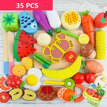 Wooden Food Kitchen Toys Cut vegetables Fruits And Vegetables With Magnet Toys Breakfast Children's Educational Toys Gifts