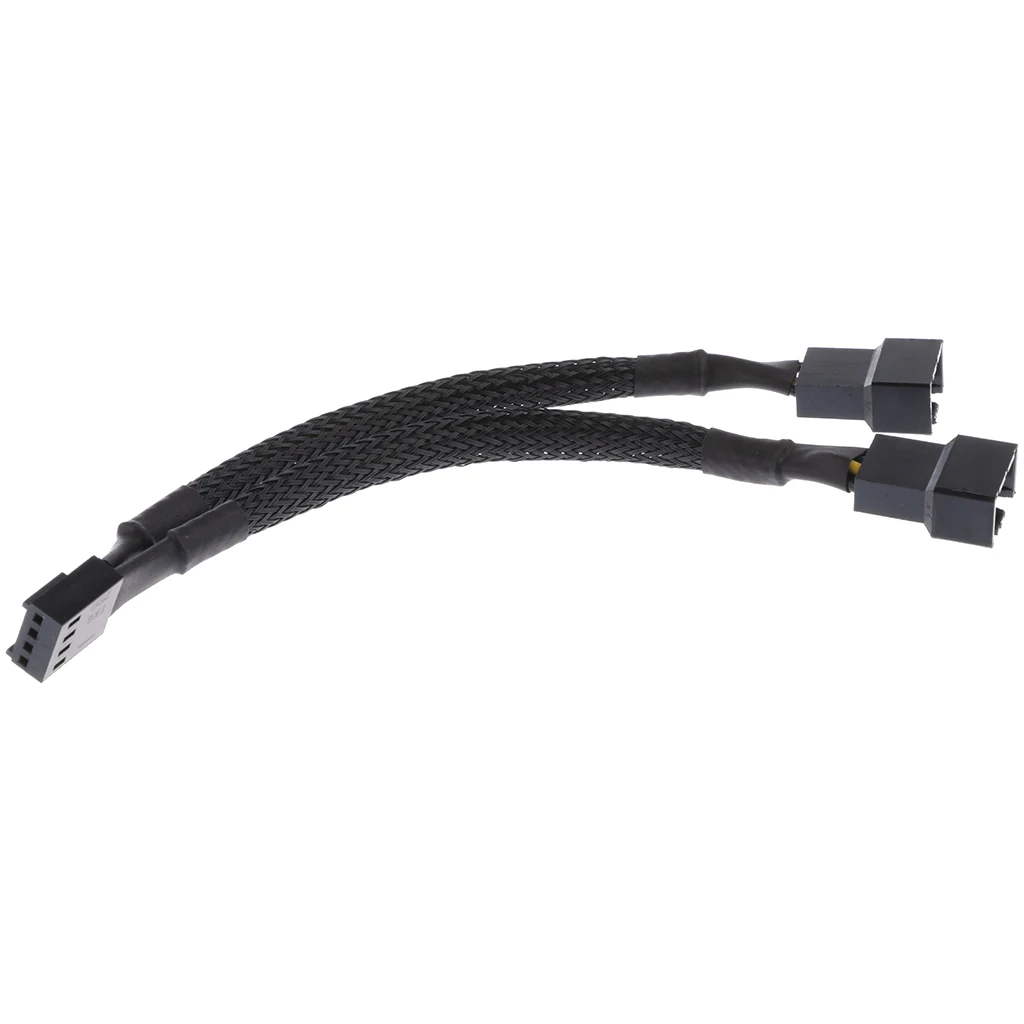 15cm 4 pin Y Splitter Computer PC Fan Power Cable 1 to 2 Wire Black Sleeved