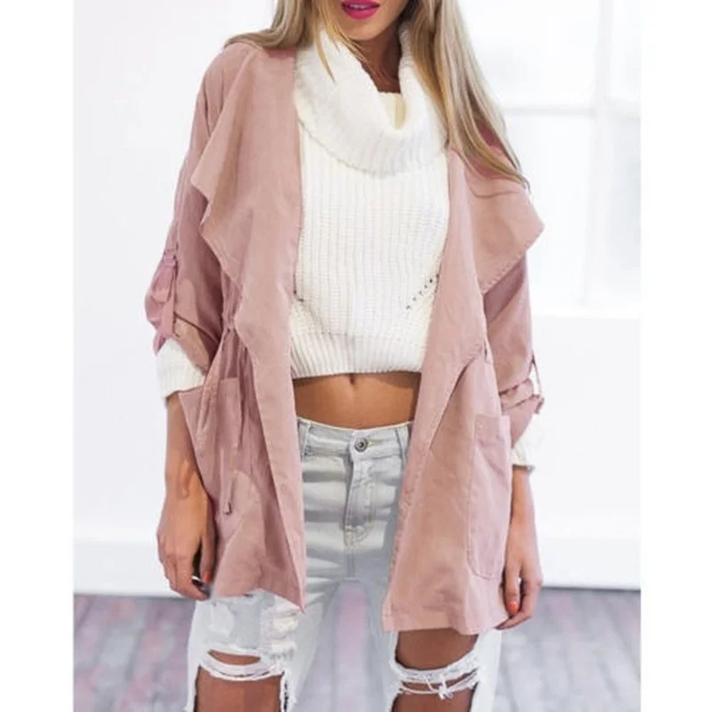 Zogaa Spring Autumn Women Coats Thin Hooded Jackets Women's Solid Casual Loose Cardigan Outwear Korea Style Overcoat with Belt