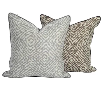 

DUNXDECO Cushion Cover Decorative Pillow Case Modern Simple Geometric Brown Gray Jacquard Coussin Sofa Chair Bedding Decorating