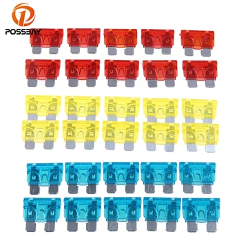 

POSSBAY 10Pcs Car Blade Fuse 10A/15A/20A/25A/30A Mini Blade Fuse Assortment Red White Yellow Green Blue Truck Motorcycle Fuse