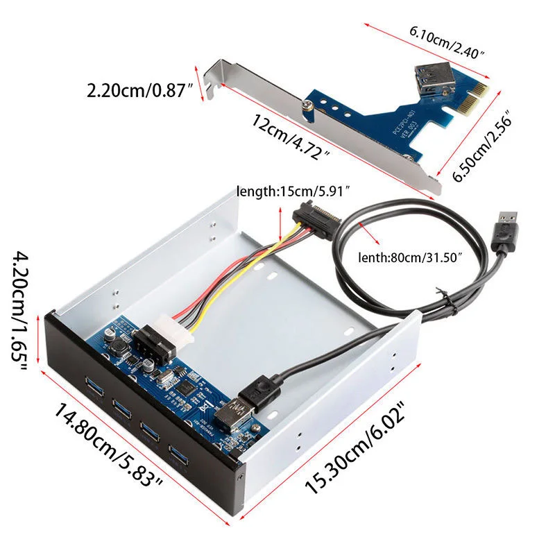 5.25in USB 3,0 Передняя панель карты расширения 1X интерфейс PCI Express PCI-E 4 4 порта USB