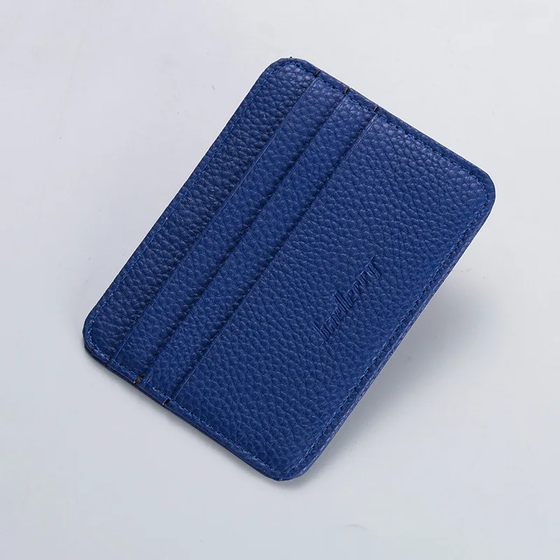 Новое поступление, Модный женский Тонкий минималистичный кошелек из искусственной кожи, кредитный держатель для карт, короткий кошелек - Цвет: Синий