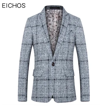 

Korean Men Blazer Fashion Plaid Suit Jacket Male Single Button Casual Blazer Masculino Slim Mens Blazers Overcoat Plus Size 5XL