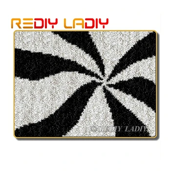 

Latch Hook Rug Kit Crocheting Carpet White Black Stripe Love Acrylic Yarn Pre-Printed Canvas Cushion Mat Crochet Tapestry Crafts