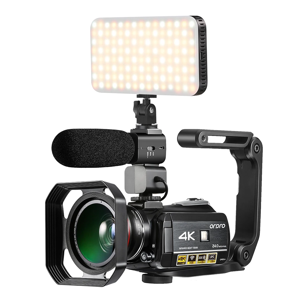 Видеокамера Ordro 30X с цифровым зумом камера разрешением 4K Full HD Wi Fi ИК ночным
