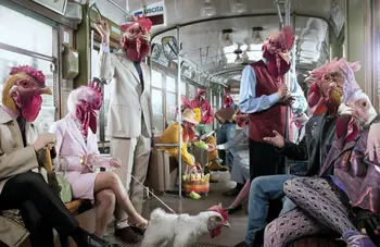 

Weird Chicken People on a Bus Art Film Print Silk Poster Home Wall Decor 24x36inch