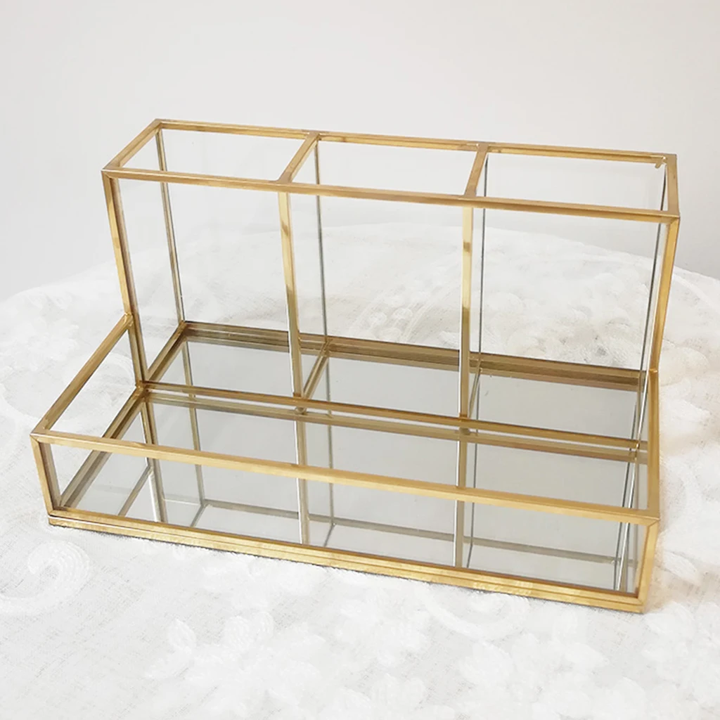 Clear Glass Makeup Brush Holder Cosmetic Storage Case Lipstick Holder Desk Organizer Cosmetic Make Up Organizer Makeup Tools 3