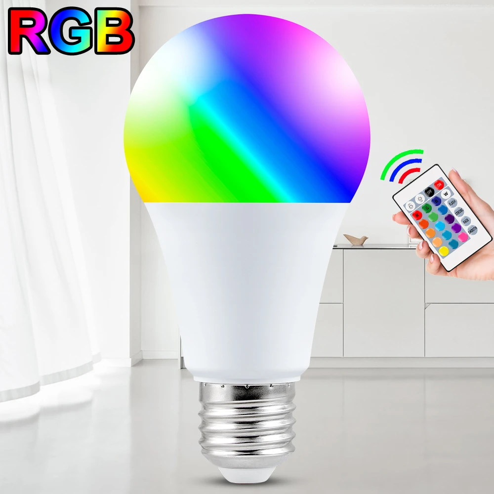 Woordvoerder aantrekken leer WENNI 220V E27 RGB LED Lamp 5W 10W 15W Bedroom Decoration LED Light 110V  RGBW Dimmable LED Colorful Bulb With IR Remote Control|LED Bulbs & Tubes| -  AliExpress