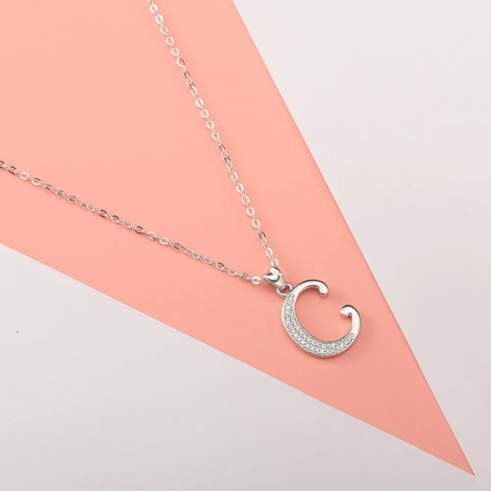 Серебряное ожерелье EUDORA 925 пробы, 26 букв, индивидуальный шарм, подвеска 45,72 см, круглая цепочка с коробкой для украшений, Подарок на годовщину D77