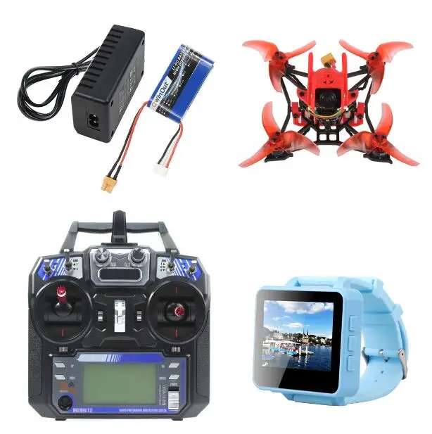 Красный JMT T100 100 мм Колесная база DIY Крытый FPV гоночный Дрон с FPV часы Flysky пульт дистанционного управления и приемник 1200TVL PAL/NTSC Cam - Цвет: Красный