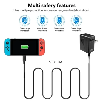 

AC Adapter Charger for Switch NS Travel Charger for Switch Game Console Charging USB Type-C Power Supply EU Plug