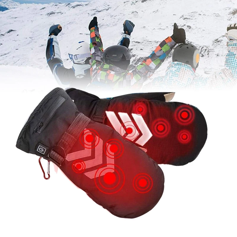 

1 Pair Reflective Electric Heated Gloves Adjustable Waterproof Rechargeable Motorcycle Electrocar Gloves for Man Women with EU P