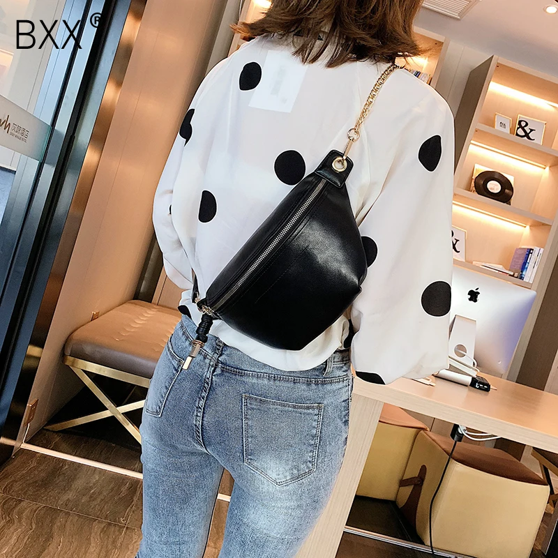 

[BXX] Women's Single Shoulder Crossbody Bag All-match Chest Waist Bag 2020 Brand Designer Chain Messenger Bag Chic Package HI085