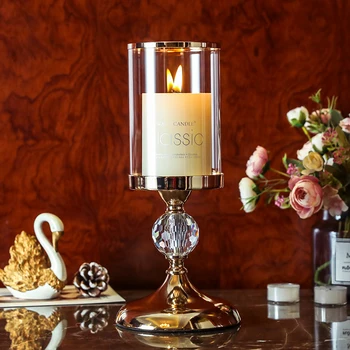 

Europe Style Crystal Candlestick Holder For Coffee Dining Table Wedding Centerpiece Christmas Halloween Home Decoration