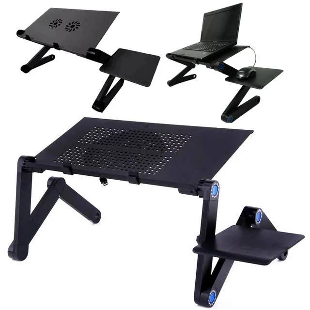 Cooling Fan Laptop desk Portable Adjustable Foldable Computer Desks Notebook Holder tv bed PC Lapdesk Table Stand With Mouse Pad 1