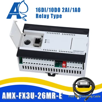 

AMX-FX3U-26MR Compatible Mitsubishi MELSEC PLC Relay 2AI/1AO 16DI/10DO Ethernet MODBUS function USB-SC09-FX Programming Cable