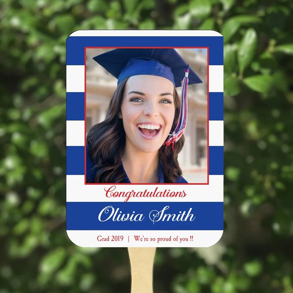Custom12pcs Printed Face Graduation Fans Personalized College Or High