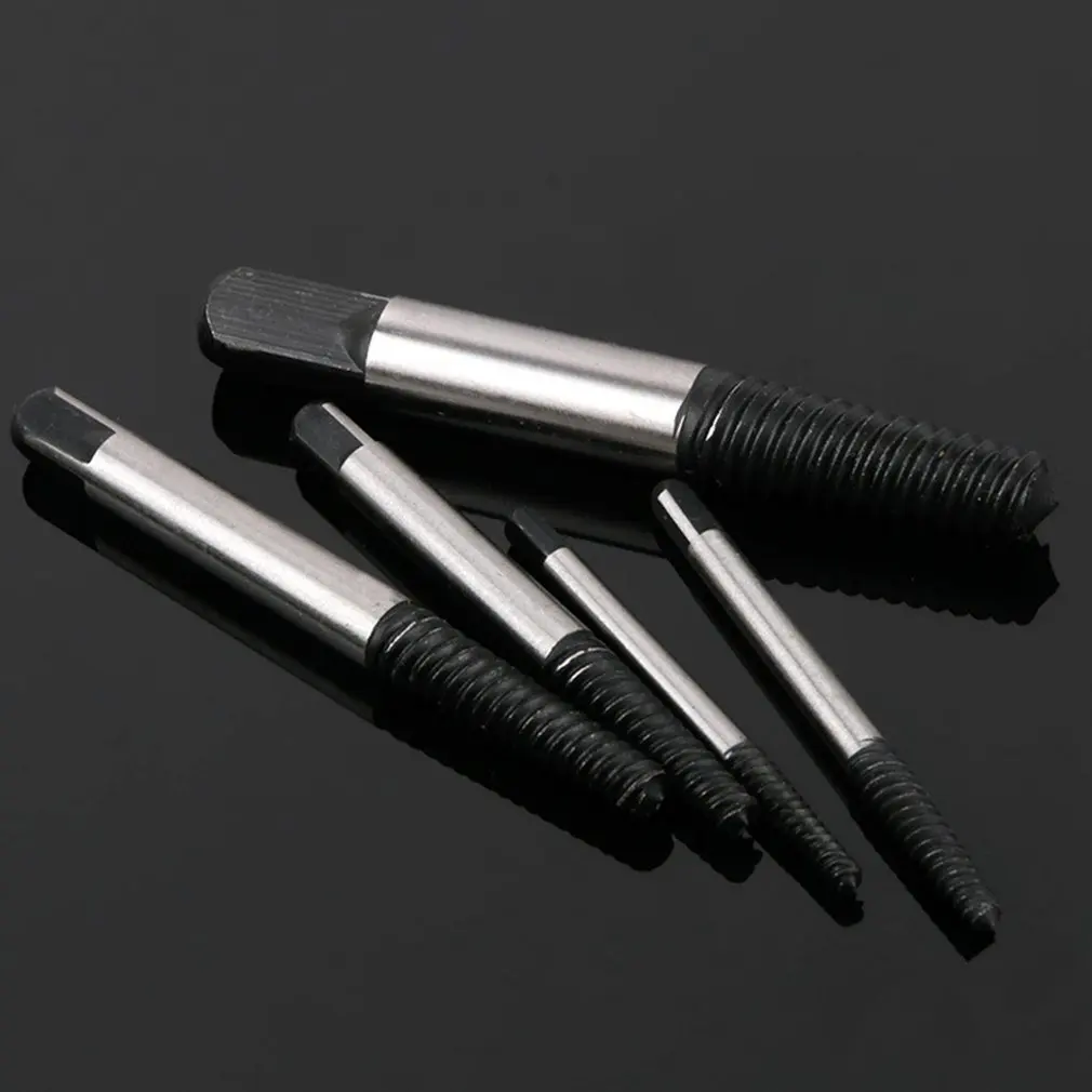 6PCS Damaged Screw Extractor Drill Bit Guide Set Broken Bolt Remover Threading Hand Tools Kit With Box Hex Shank Alloy Steel