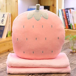 Strawberry Мягкие фрукты растения, овощи, подушки для рук с отверстиями фланелевое одеяло многофункциональные шарообразные подушки Декор реквизит - Цвет: Strawberry