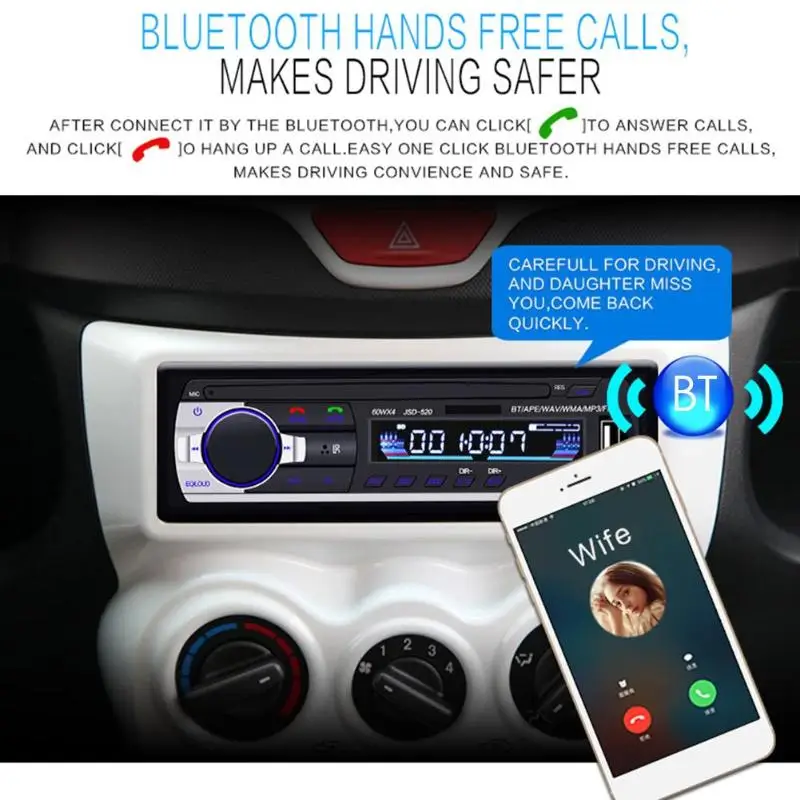 1 din Авторадио Автомагнитола автомобильный стерео MP3-плеер lcd авто радио в тире Bluetooth Aux вход USB FM радио Coche приемник