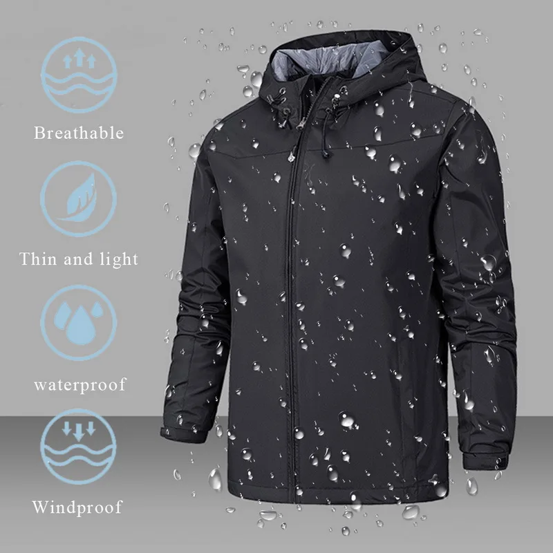 Зимняя куртка мужская водонепроницаемая куртка с капюшоном на молнии ветрозащитная теплая Однотонная легкая модная мужская куртка Верхняя спортивная одежда
