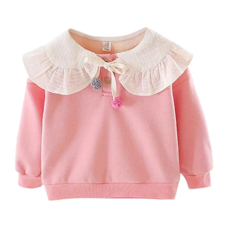 Детский свитер для маленьких девочек; хлопковая теплая одежда с длинными рукавами; модный тренд; Лоскутная одежда на пуговицах со шнуровкой - Цвет: Розовый