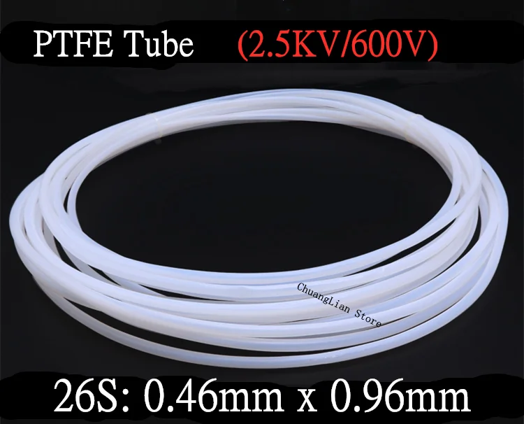 

26S 0.46mm x 0.96mm PTFE Tube F46 Insulated Capillary Heat Protector Transmit Hose Rigid Temperature Corrosion Resistance 600V