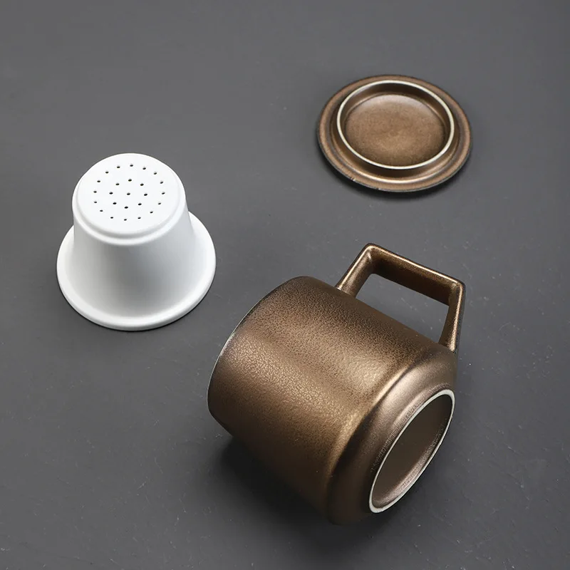 High-grade Ceramic Mug with Lid Tea Cup Filter Office Male Flower Tea Cup Business Gift