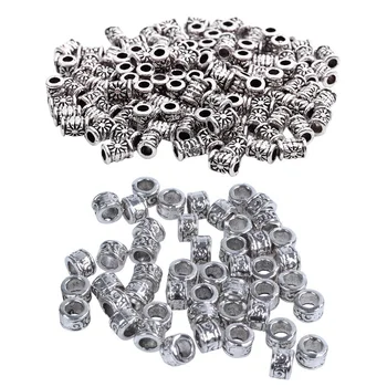 

170 Pcs Spacer Beads : 50 PCS Swirl Spacer Beads Fit Charm Bracelet with 120 Pcs Silver Tone Carved Tube Spacer Beads 4X6Mm ,DIY
