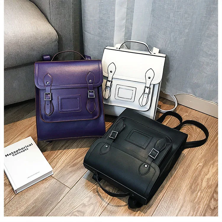Black White Girls School College Backpacks Vintage Leather Luxury Brand Womens Backpack Preppy Style Back Bags Shoulder Satchels (8)