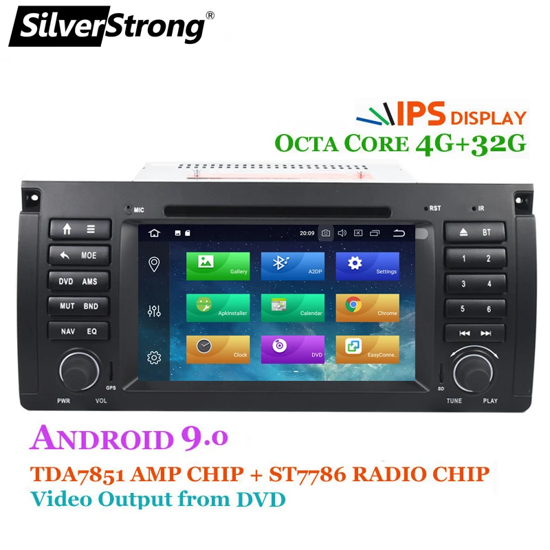 SilverStrong Android9.0 один Din IPS 7 дюймов Автомобильный DVD для BMW E53 E39 X5 с 4G RAM 32G ROM GPS радио
