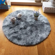 Пушистый круглый темно-серый ковер ковры для гостиной Декор Искусственный мех ковер дети длинные плюшевые s спальня лохматый