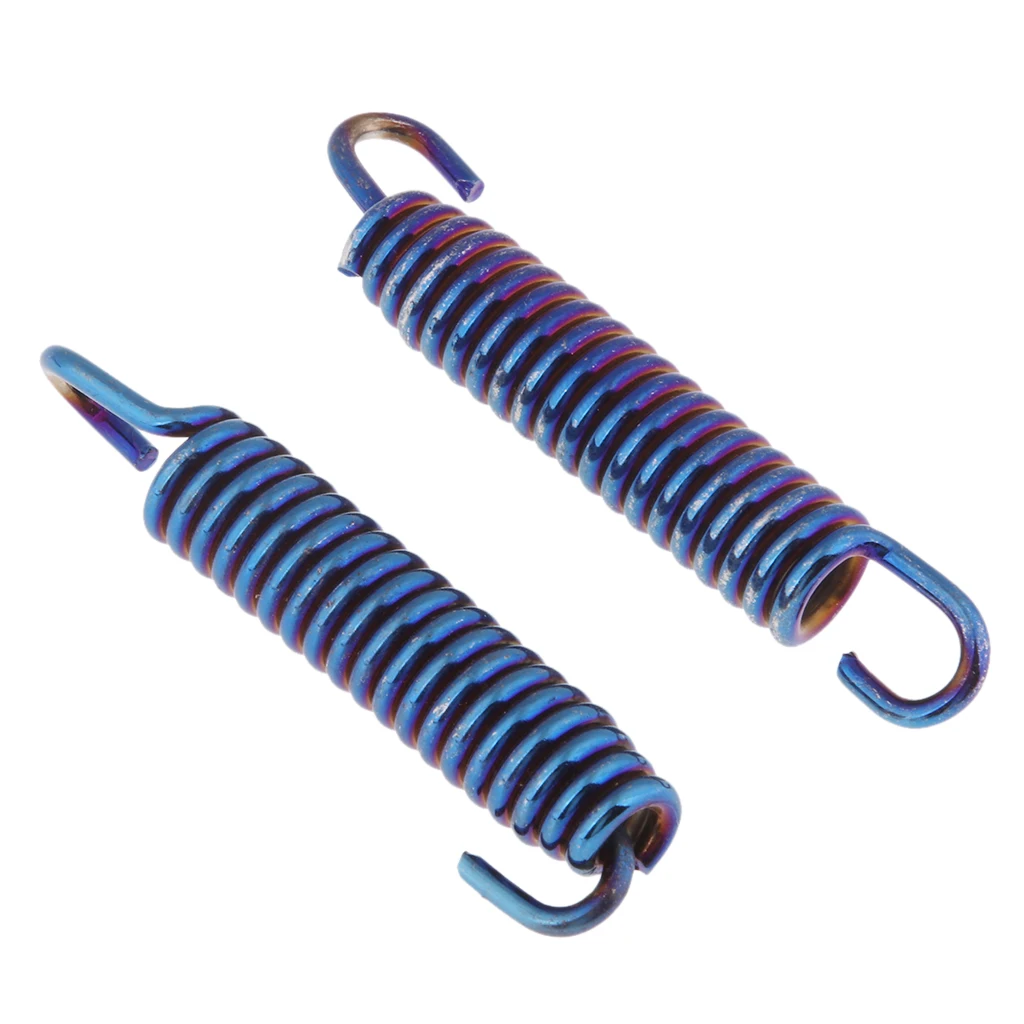 2x 60mm Motorcycle Exhaust Pipe Muffler Spring with Dual Hooks - Blue