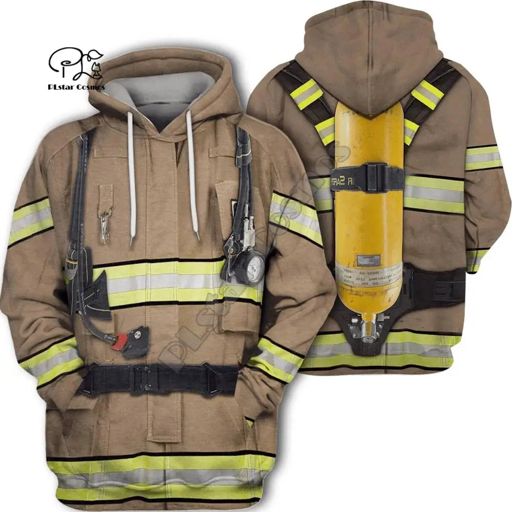  New Men Women Firefighter print 3D Hoodies Funny fireman Sweatshirt Fashion cosplay Hooded Long Sle