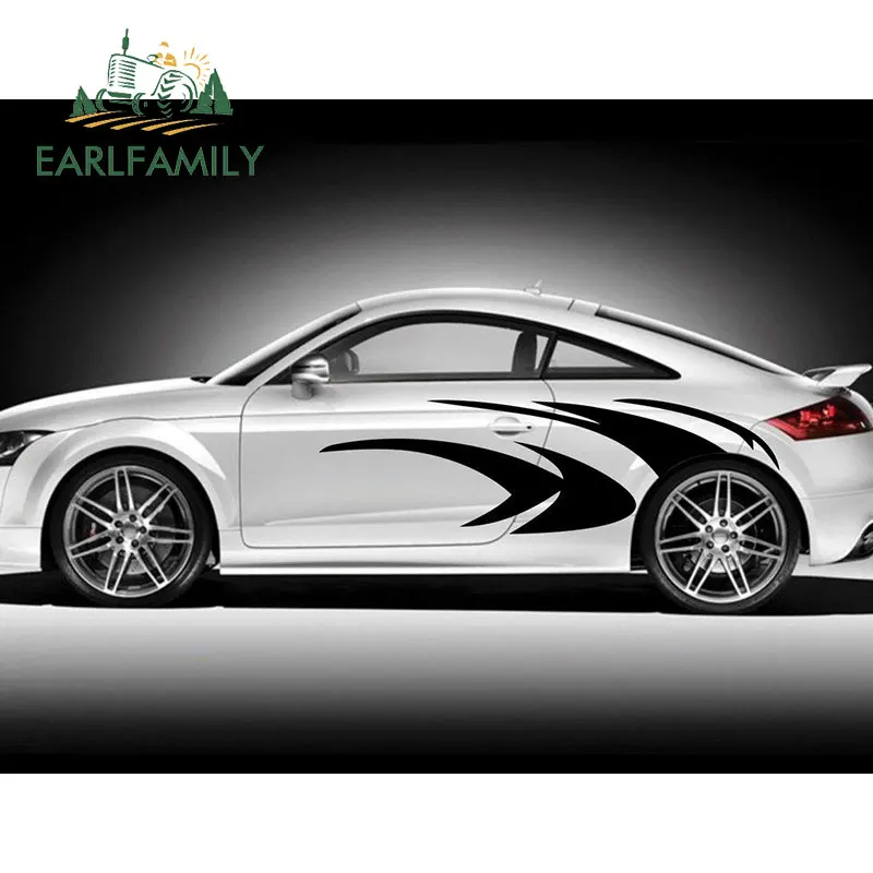EARLFAMILY, 190 см x 57 см, 2x автомобильные наклейки, s Racing Stripes, графика двигателя, Верхнее колесо, автомобильная пленка, наклейка, виниловая, Авто Наклейка