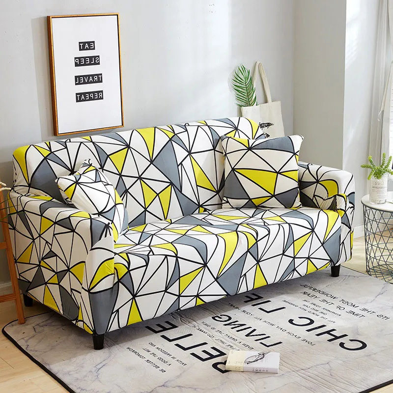 

Geometric Non-Slip Elastic Slipcovers Strech Tight Wrap Couch Covers L-Shape Sectional Sofa Cover for Living Room 1/2/3/4 Seater