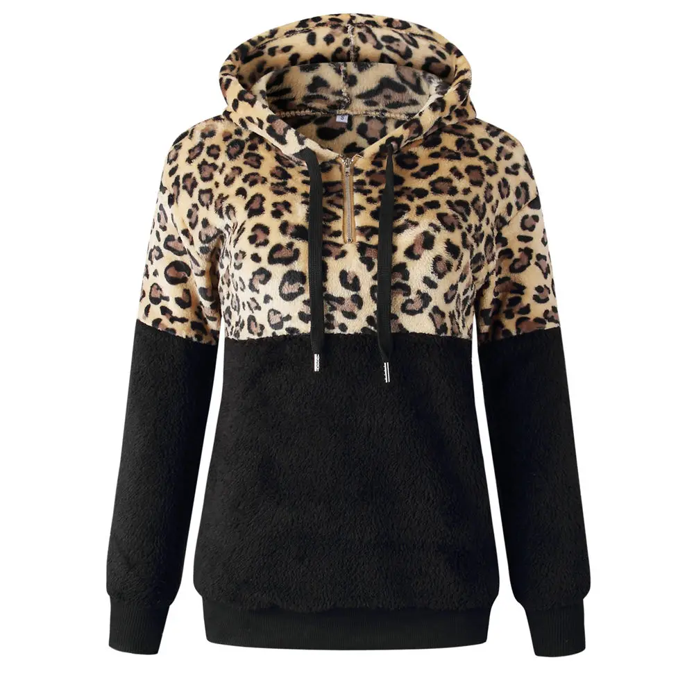Леопардовый плюшевый свитер с капюшоном более размера d шерпа пуловер нового размера плюс 5XL пушистый Feece свитера женские леопардовые теплые уличные