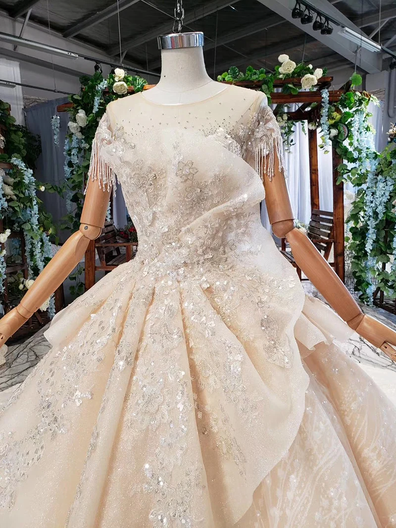 HTL794 специальные свадебные платья с длинным шлейфом аппликации из бисера o-образным вырезом Короткое свадебное платье с рукавами найти магазин vestidos de noiva princesa