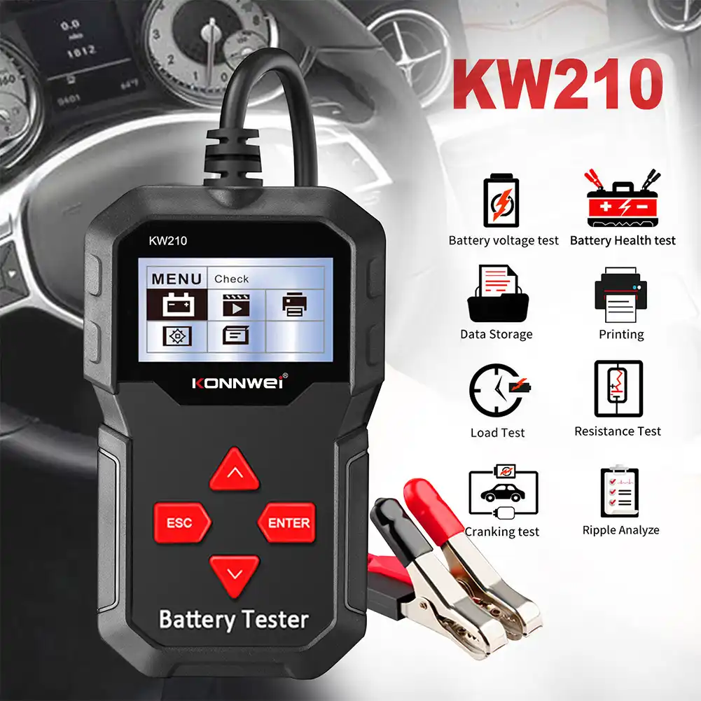 Konnwei Kw210車バッテリ負荷テスター12v 100 00 Ccaプロ自動車デジタルアナライザ波形電圧テストツール 車のバッテリーテスター 充電 修復ツール Aliexpress