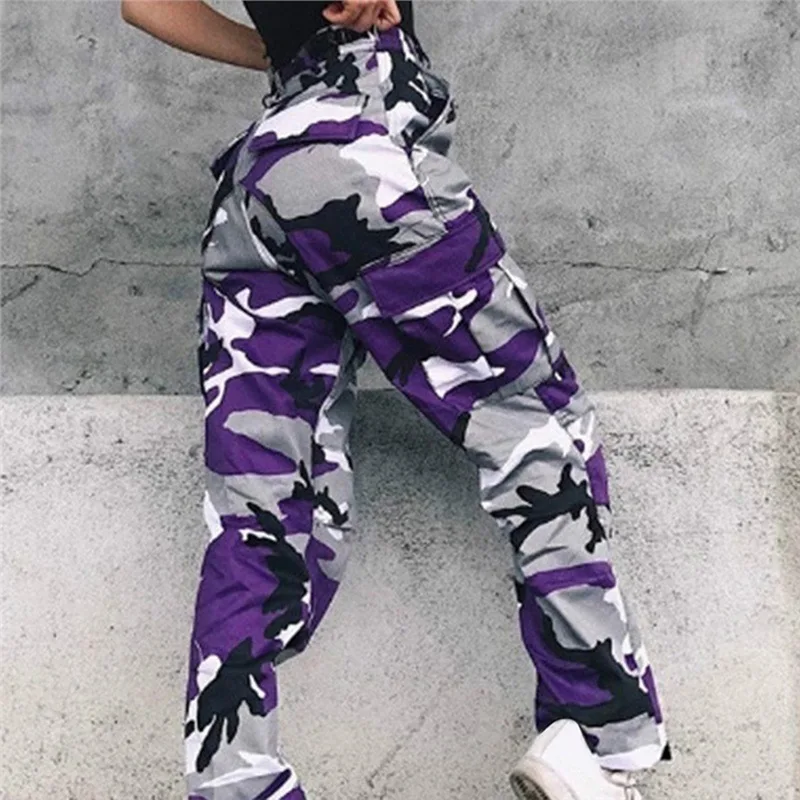 Autumn Fashion Camouflage Printed Cotton Pants Women Casual Pleated Loose Military Trousers Sportwear Gym Camo Pants Female