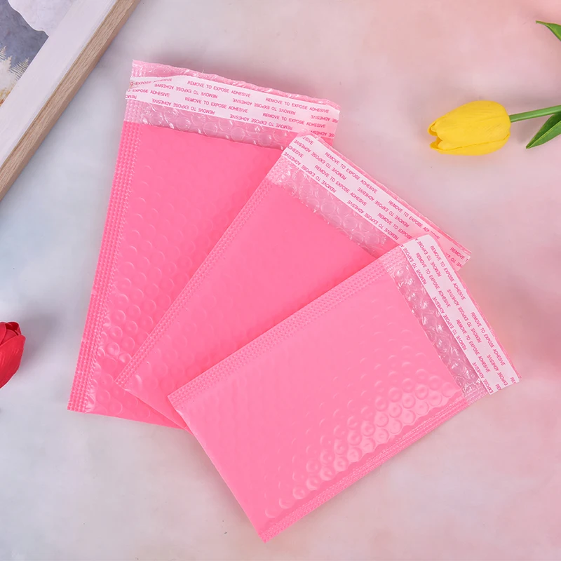 10 Uds. De sobres acolchados con burbujas de papel, color rosa, bolsa de regalo, bolsa de correo de burbujas, bolsas de envío