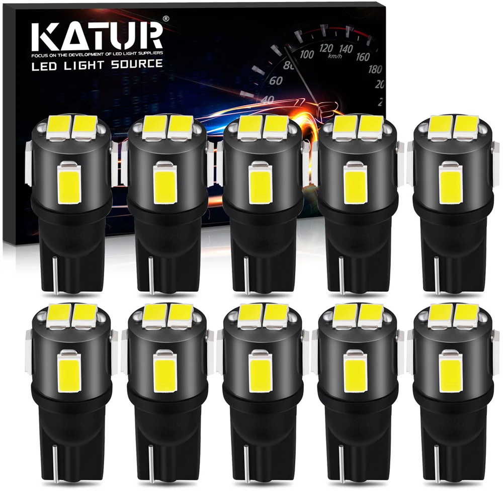 

Katur 10PCS Led Car Lampada Light T10 194 168 w5w Led Parking Bulb Auto Wedge Clearance Lamp Super White 5730 SMD Upgraded T10