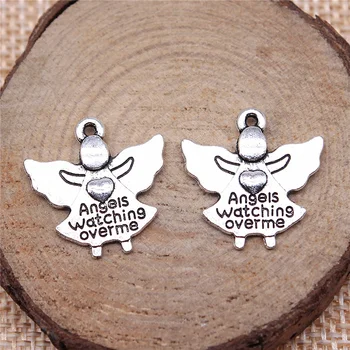 

Wecharms 40pcs 20x19mm Charms Jewelry Findings DIY Accessories Angels Watching Over Me Pendant Antique Silver Color