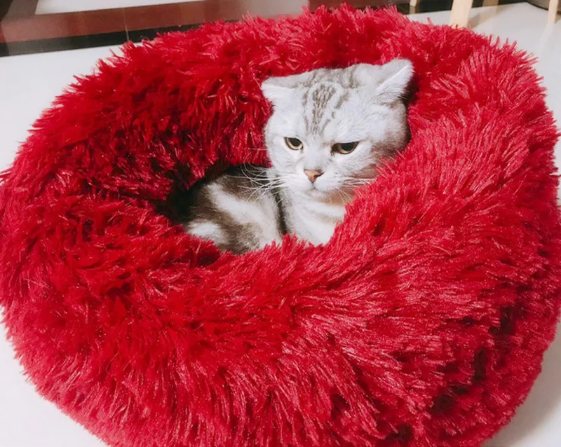 Плюшевая супер мягкая подстилка для животных кошка кровать собачья Конура круглый кот зима теплый спальный мешок щенок подушка коврик портативный Кот поставки 25