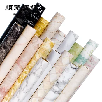 

120cm Self-adhesive Marble Pattern Wallpaper Kitchen Bathroom Waterproof Oil-proof Sticker Table Bar Countertop Refurbished