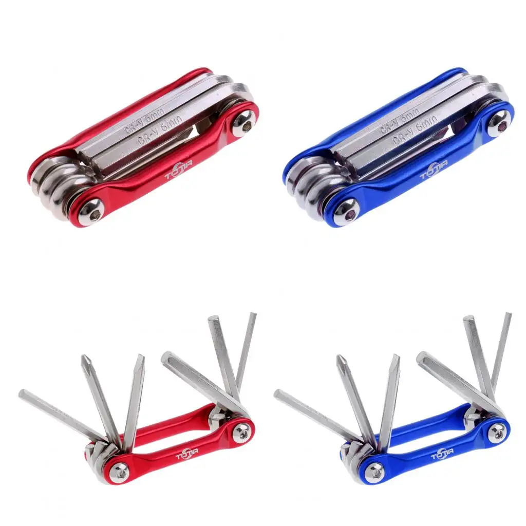 6 in 1 Multifunction Bicycle Bike Mechanic Repair Tool Kit Compact Folding Cycling Emergency Repair Tools Set