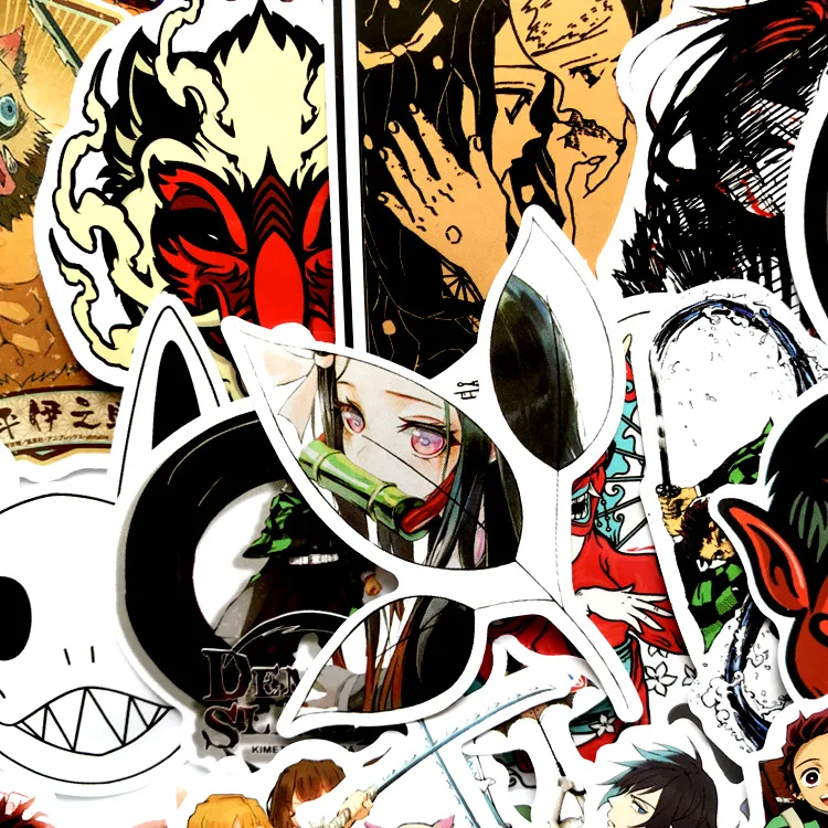 50 шт., Demon Slayer Kimetsu No Yaiba, наклейка для косплея, реквизит, ПВХ, водонепроницаемый, сделай сам, гитара, автомобиль, Tanjirou Nezuko, наклейка s, детская игрушка
