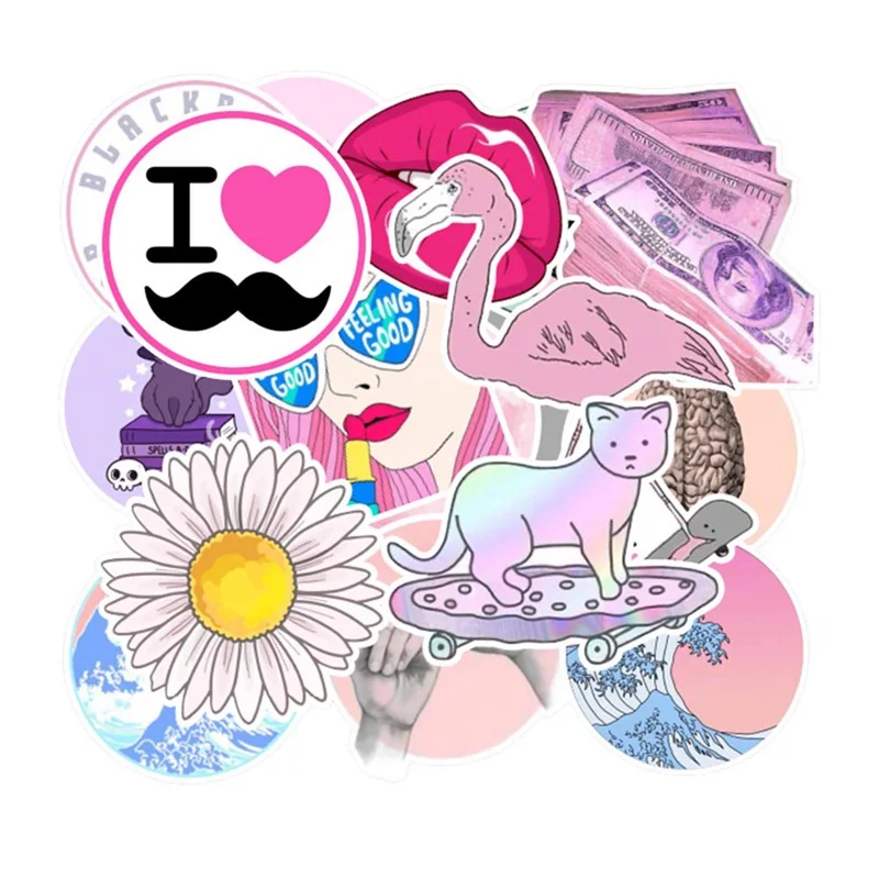 103 pcs/pack Pink Fashion Style Graffiti Stickers For Moto car& suitcase cool laptop stickers Skateboard sticker