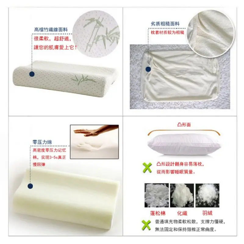 50*30cm Memory Foam Pillows Ergonomic Contour Neck Support Pillow With Washable Zippered Pillowcase